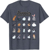 Rabbits in the World - Rabbit Breeds T-Shirt in Heather Blue