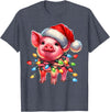 Christmas Pig Lover Christmas Light Pig Lover T-Shirt - Heather Blue