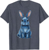 Funny Rabbit Bunny Easter Blue Denim Patchwork Style Animal T-Shirt in Heather Blue