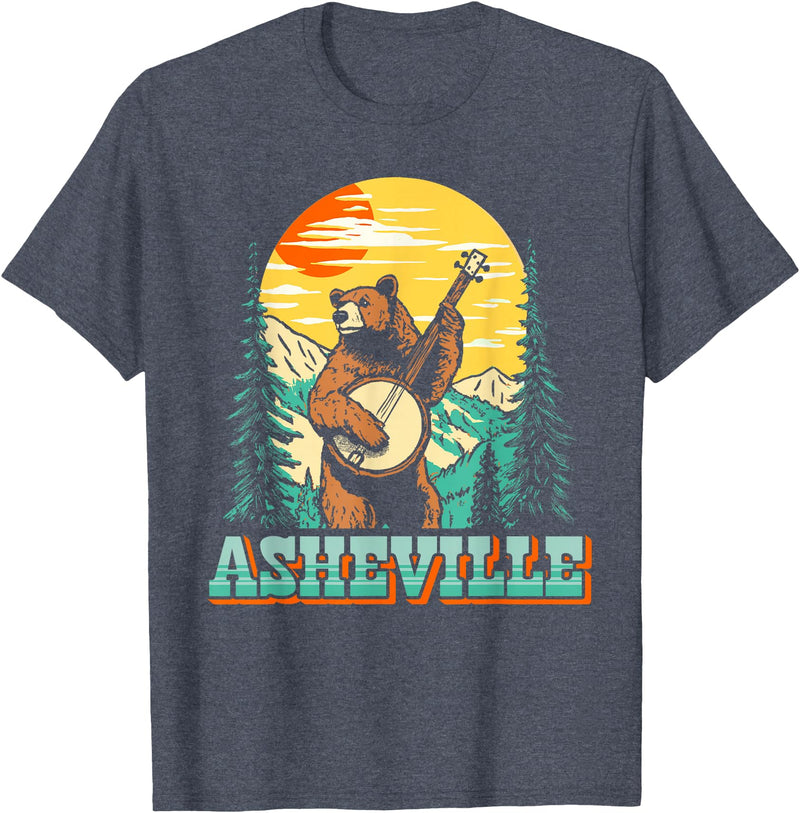 The Thrift Garage Asheville North Carolina Banjo Bear Vintage Nature T-Shirt - Heather Blue