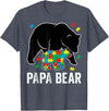 Autism Awareness Neurodiversity Support Apparel Papa Bear Autism Awareness Puzzle Neurodiversity Support T-Shirt - Heather Blue