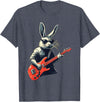 Rabbit Bunny Wearing Sunglasses Playing Guitar Musician T-Shirt in Heather Blue