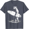 Bear Surf Creations BY TEERA Surfing Bear Cool Beach Adventure Design T-Shirt - Heather Blue