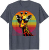 Funny Giraffe lover Giraffe Animal Vintage Sunglasses Giraffe T-Shirt - Heather Blue