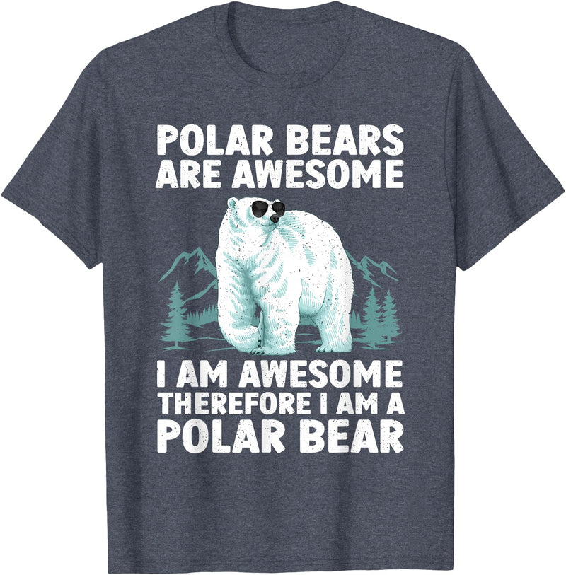 Polar Bear Gift Polar Bear Accessories & Stuff Polar Bear Art For Men Women Kids Arctic Polar Bear Lover T-Shirt - Heather Blue