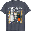 Spooky Ghost Halloween Black Cat Holding Pumpkin Preppy Halloween Ghost Skeleton Black Cat Spooky Season T-Shirt - Heather
