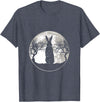 Scary Bunny Moon Night Rabbit T-Shirt in Heather Blue