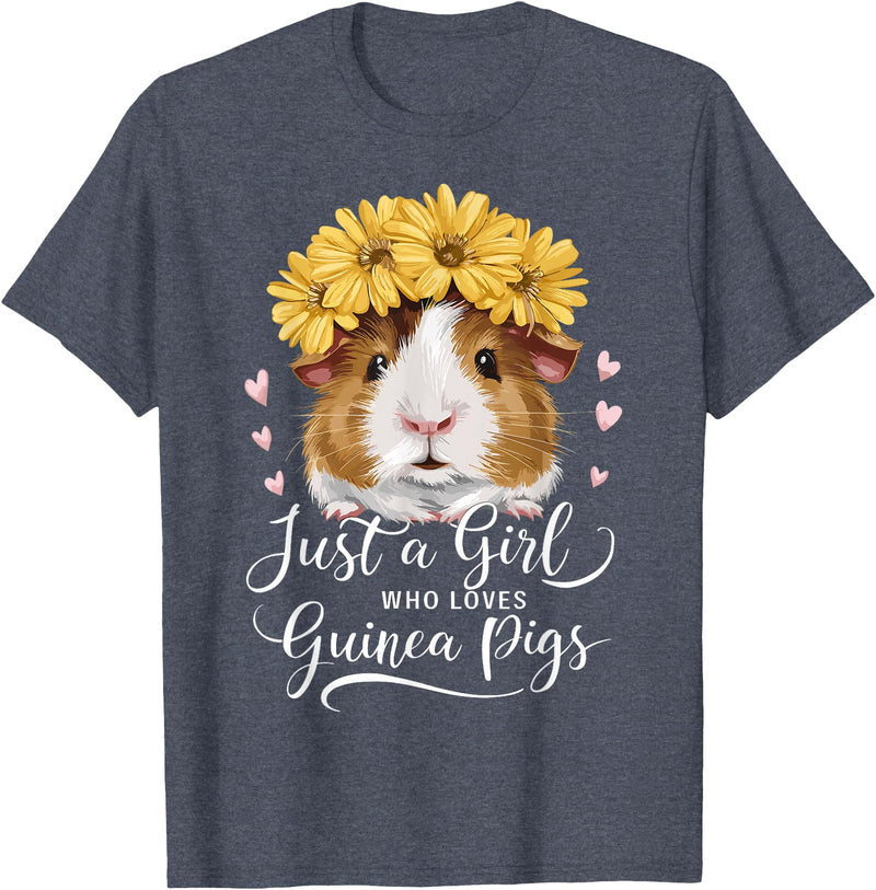 Cute Guinea Pig Lover Guinea Pig Lover Funny Just A Girl Who Loves Guinea Pigs T-Shirt - Heather Blue