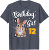 Bunny Rabbit Birthday Girl 12th Birthday Party 12 Years Old T-Shirt in Heather Blue