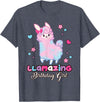 Llamazing Birthday Girl Llama Family BW Art Llama Birthday Girl Llamazing Birthday Alpaca Llama Girl T-Shirt - Heather Blue