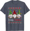 Xmas Lights Gnomes Holiday Graphics Merry Christmas Leopard Buffalo Red Plaid for Men Women T-Shirt - Heather Blue