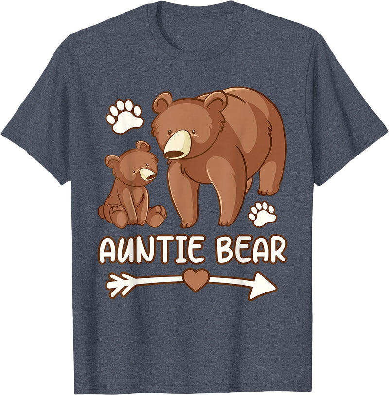 auntie bear tee shirt, aunt bear t-shirts womens Auntie bear tshirt, aunt bear t shirt for women T-Shirt - Heather Blue