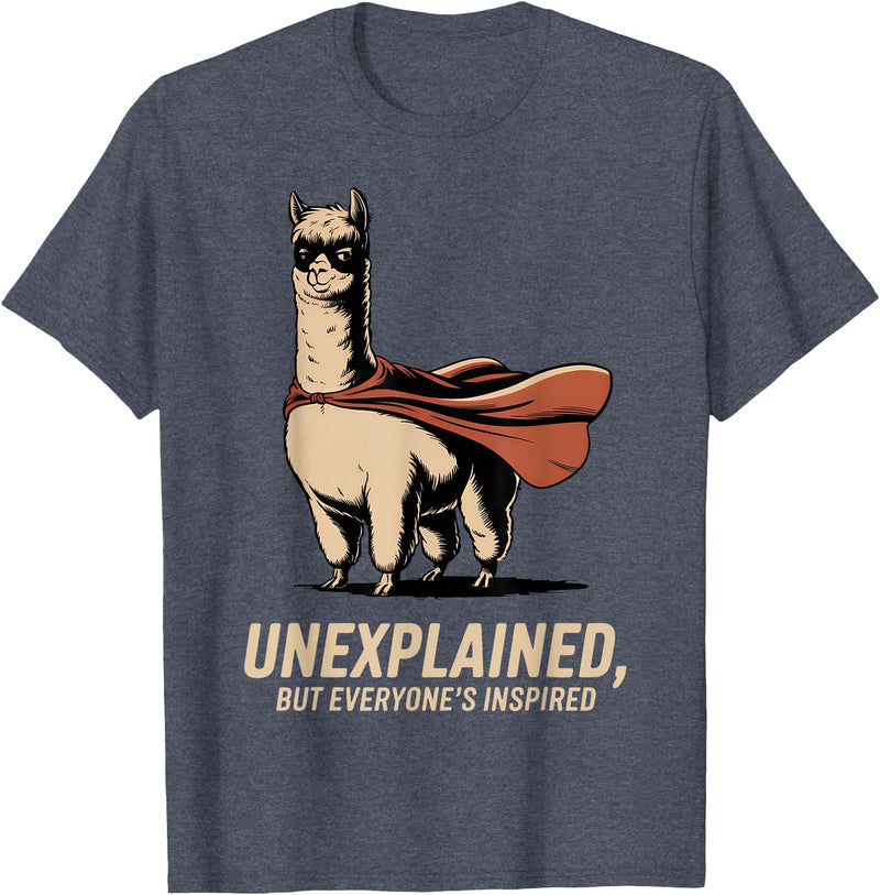 Vintage Llama Adventures | Funny Animal Gifts Superhero Llama Alpaca Lover Retro 80s 90s Vintage Men Women T-Shirt - Heather Blue
