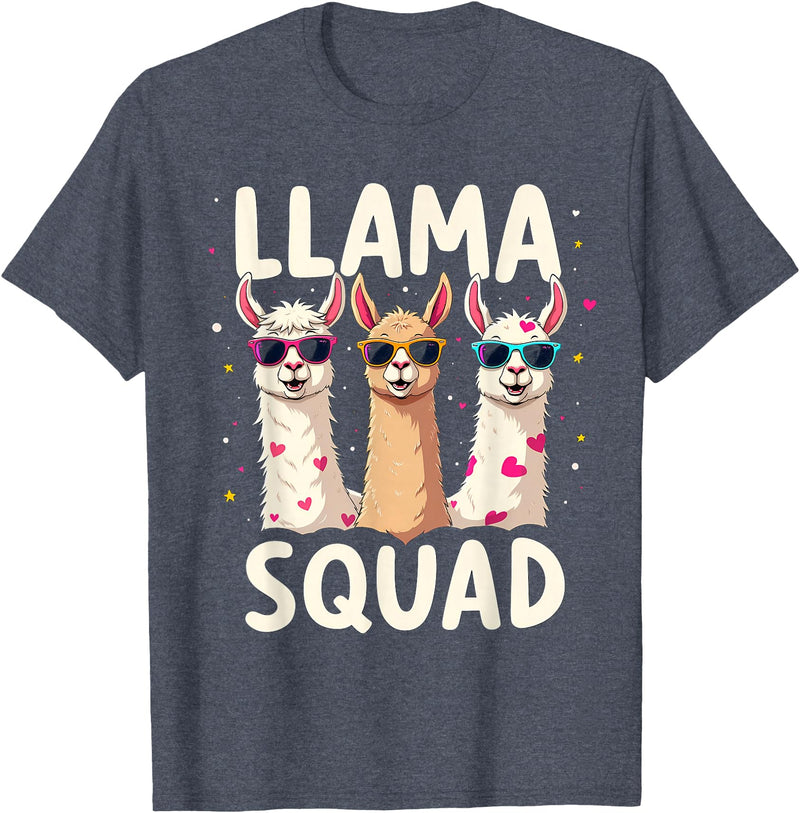 Funny Llama Alpaca Animal Lover Gifts Clothing Llama Squad T-Shirt - Heather Blue