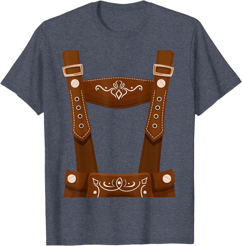 Bavarian Oktoberfest Halloween Costume Oktoberfest Costume Halloween Lederhosen T-Shirt - Heather Blue