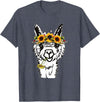 Funny Llama Alpaca Animal Lover Women's Floral Llama Alpaca Funny Graphics T-Shirt - Heather Blue