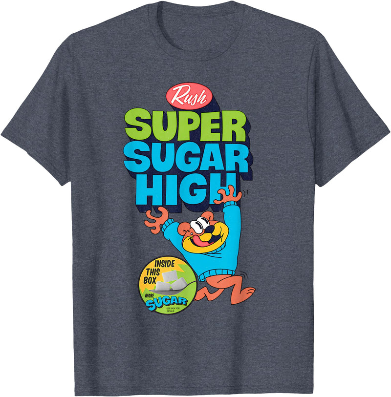 Mathiole Super Sugar Funny Cereal Box Sweet Tooth Bear Candy T-Shirt - Heather Blue