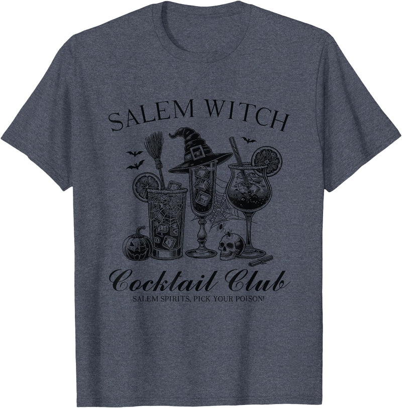 Witchy Halloween Costume & Halloween Party Gift Salem Witch Cocktail Club Halloween Witch Party Costume T-Shirt - Heather