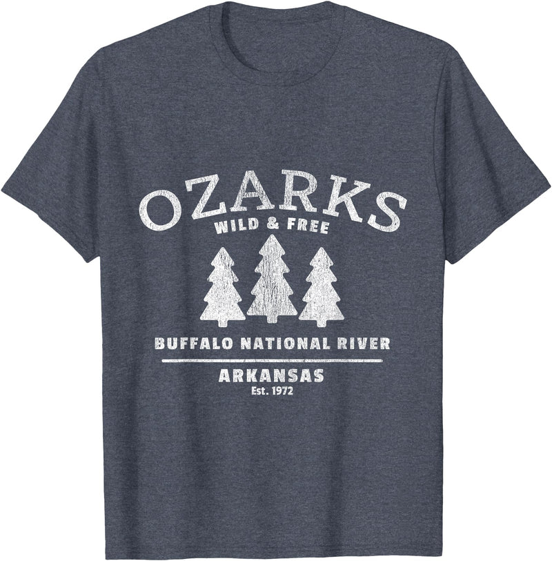 Arkansas Wilderness Designs and Gifts Buffalo National River - Arkansas - Ozark Mountains T-Shirt - Heather Blue