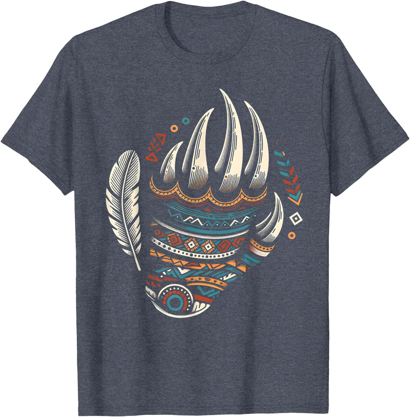 Native Indians Indigenous Bear Paw Clothing Men Native Heritage Month Proud Native American Bear Claws T-Shirt - Heather Blue