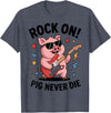Musical Pig Tribe Collective for Rock Enthusiasts Rock On Pig Never Die Music Lovers Funny Concert Vibe T-Shirt - Heather Blue