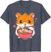 Cute Hamster Eating Ramen Hamster Lovers T-Shirt - Heather Blue