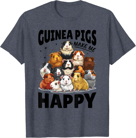 Funny Guinea Pig Pet Lover Rodent Animal Guinea Pigs Make Me T-Shirt - Heather Blue