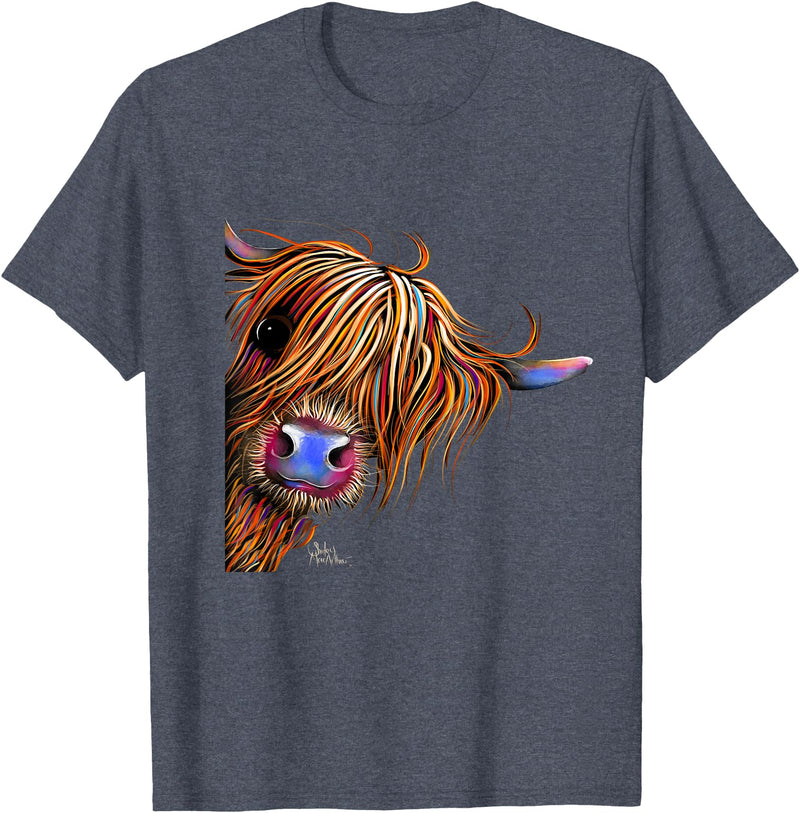 SHiRLeY MacARTHuR HiGHLaND CoW PRiNT ANiMaL PRiNT ' SuGaR LuMP ' T-Shirt - Heather Blue