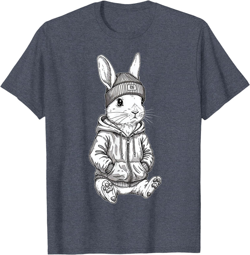 Urban Streetwear Bunny – Cool Hipster Rabbit Design Hoodie in Heather Blue