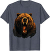 Forest Animal Art Bear Portrait Art Work Wildlife Animal Lovers Forest Motif T-Shirt - Heather Blue