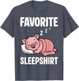 Pig Lover Gift Co. Favorite Sleep, Napping Pig, Piglet & Piggy Pajama T-Shirt - Heather Blue