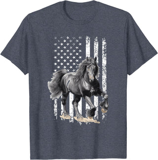 Friesian Design USA Flag Horse Relax it´s a Friesian T-Shirt - Heather Blue
