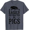 Piggy Squad Co Pig Easily Distracted By Pigs Funny Farmer Farm Animal Lover T-Shirt - Heather Blue
