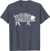 BBQ T-Shirts: Pig Cuts Barbecue and Grilling T-Shirt T-Shirt - Heather Blue