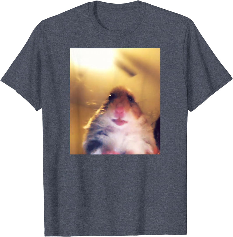 Staring Hamster Meme Front Camera T-Shirt - Heather Blue