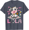 Birthday Girl Party Cow Lover Lola Cute Cow Moo Moo Farmer Birthday Girl Matching T-Shirt - Heather Blue