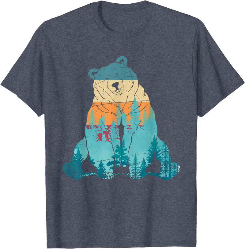 Forest Animal Outdoor Nature Bears Gift Grizzly Bear Animal of the Forest Nature Brown Bear Retro Brown Bear T-Shirt - Heather Blue