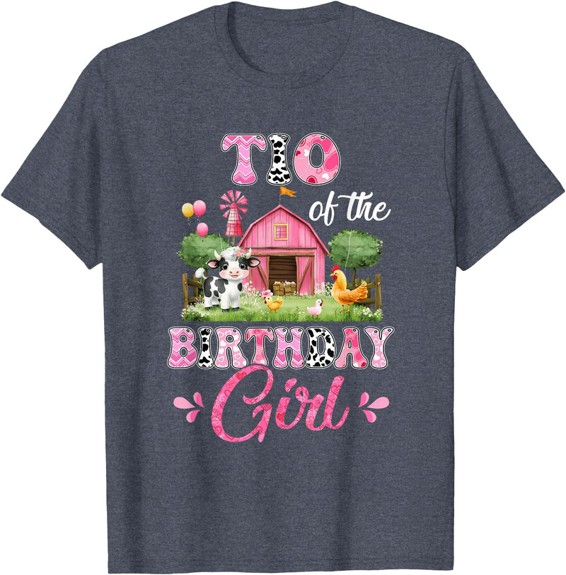 Cow First Birthday Girl Family Tio Of The Birthday Girl 1st Birthday Cow Farm Family T-Shirt - Heather Blue