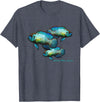 Cichlid Owners Tees Electric Blue Acara Breeders Dwarf Cichlids Aquarium Fish T-Shirt - Heather Blue