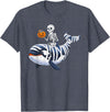 Orca Skeleton Halloween Whale Apparel Co. Skeleton Riding Mummy Orca Halloween Candy Whale T-Shirt - Heather Blue