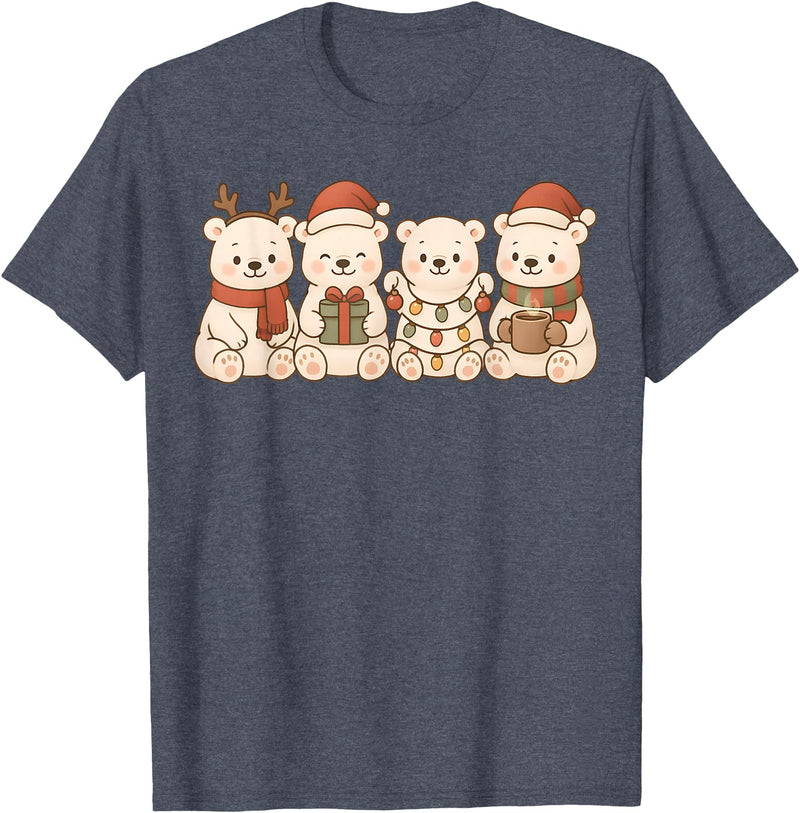 Christmas Holiday Co. Polar Bears Kids Boys Girls Christmas Polar Bears T-Shirt - Heather Blue
