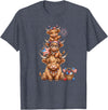 Funny 4th Of July Highland Cow Apparel Cute Highland Cow 4th of July Patriotic American Flag T-Shirt - Heather Blue
