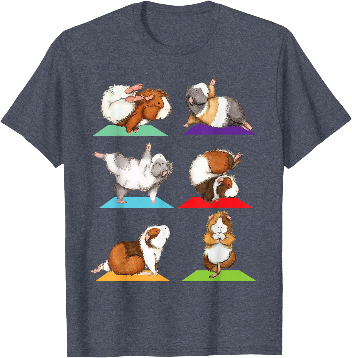 Funny Guinea Pig Shirts Guinea Pig Yoga - Fitness Exercise Animal Rodent Pet Lover T-Shirt - Heather Blue
