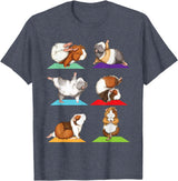 Funny Guinea Pig Shirts Guinea Pig Yoga - Fitness Exercise Animal Rodent Pet Lover T-Shirt - Heather Blue