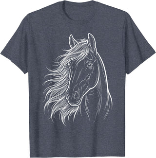 Elegant Horse Silhouette tee for Horse Lovers Cute & Elegant Horse Silhouette Art for Horse Lovers T-Shirt - Heather Blue