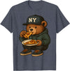 Street Food Streetwear & Hip Hop Style Designs Hip Hop Teddy Bear Eating New York Style Pizza Teenager Men T-Shirt - Heather Blue