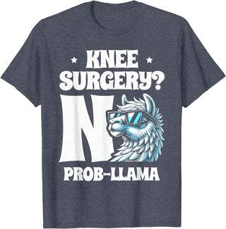 Llama Alpaca Lover Gifts Knee Surgery No Prob-llama Llamas Animal Lover T-Shirt - Heather Blue