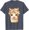 Alpaca and llama with flowers Designs Alpaca with Flowers, Cute Alpaca and Llama T-Shirt - Heather Blue