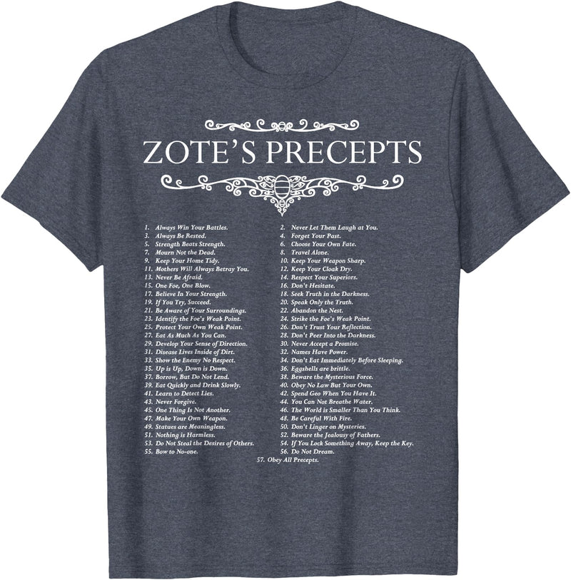 MathWare Funny Nerdy Zote's Precepts Knight Gamer T-Shirt - Heather Blue