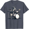 Cute Cow Playing Drums Cow Lover Apparel Cute Cow Playing Drums Cows Drummer Music T-Shirt - Heather Blue